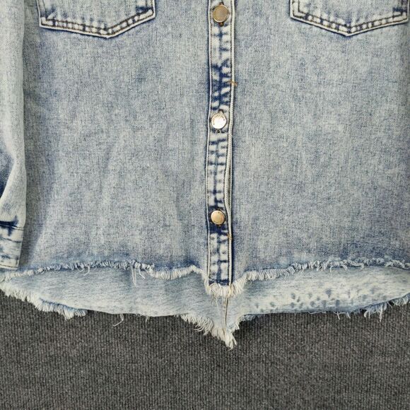 Black Label C'Est Toi Denim Jacket Women's Medium Blue Long Sleeve Frayed Hem - Picture 5 of 13